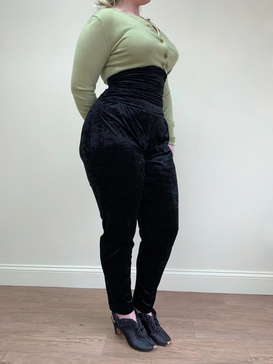 80s Norma Kamali Ultra High Waist Velvet Pants product image