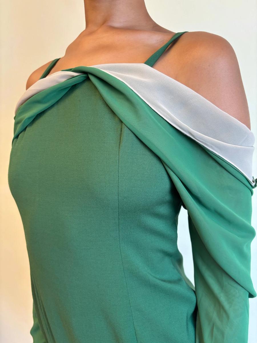 1980s Dolce & Gabbana Layered Chiffon Sleeve Dress product image