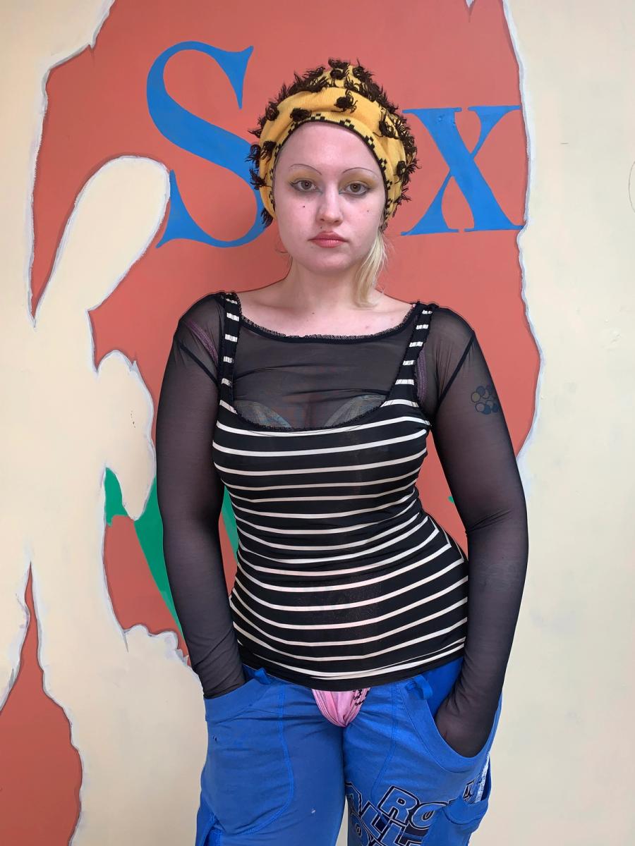 90s Chantal Thomass Striped Tank with Mesh Underlay product image