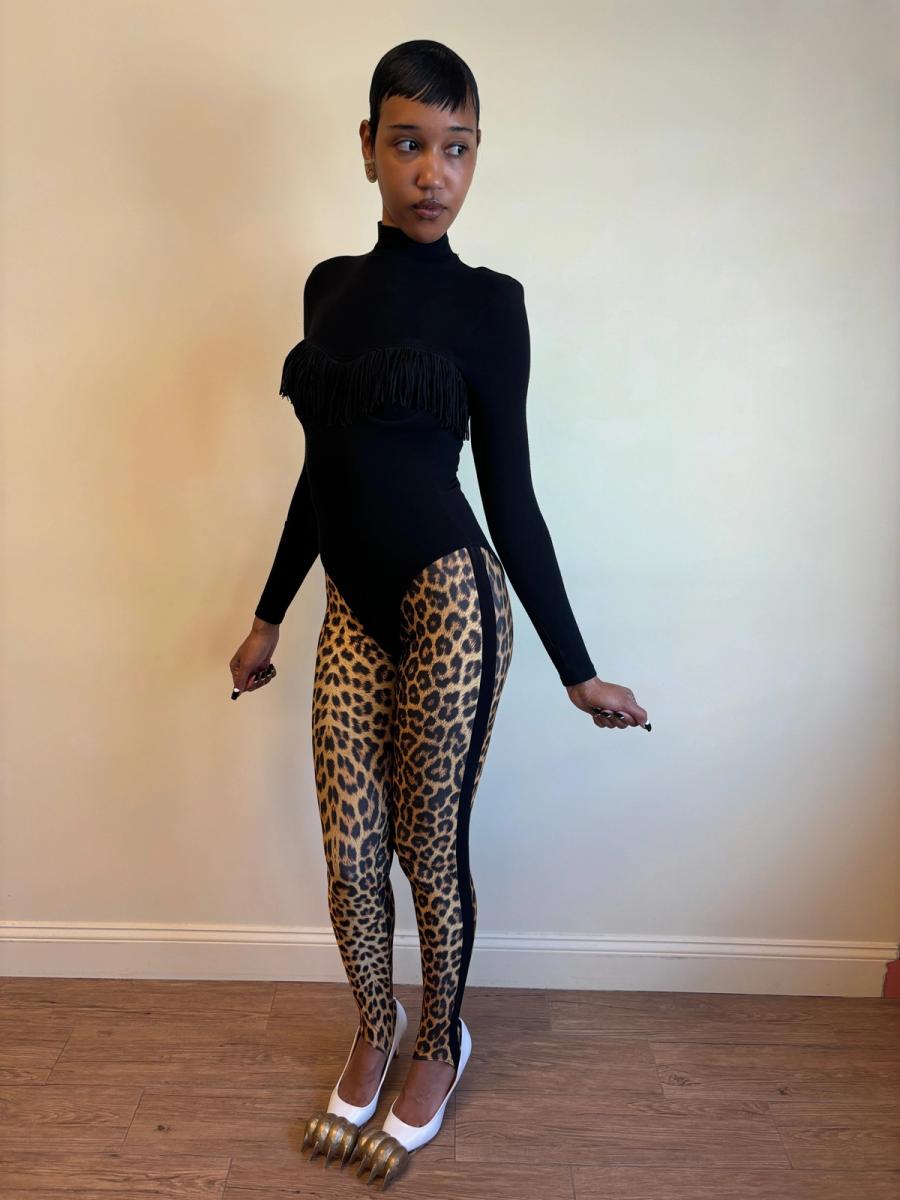 80s Yvan & Marzia Cheetah Print Stirrup Leggings product image