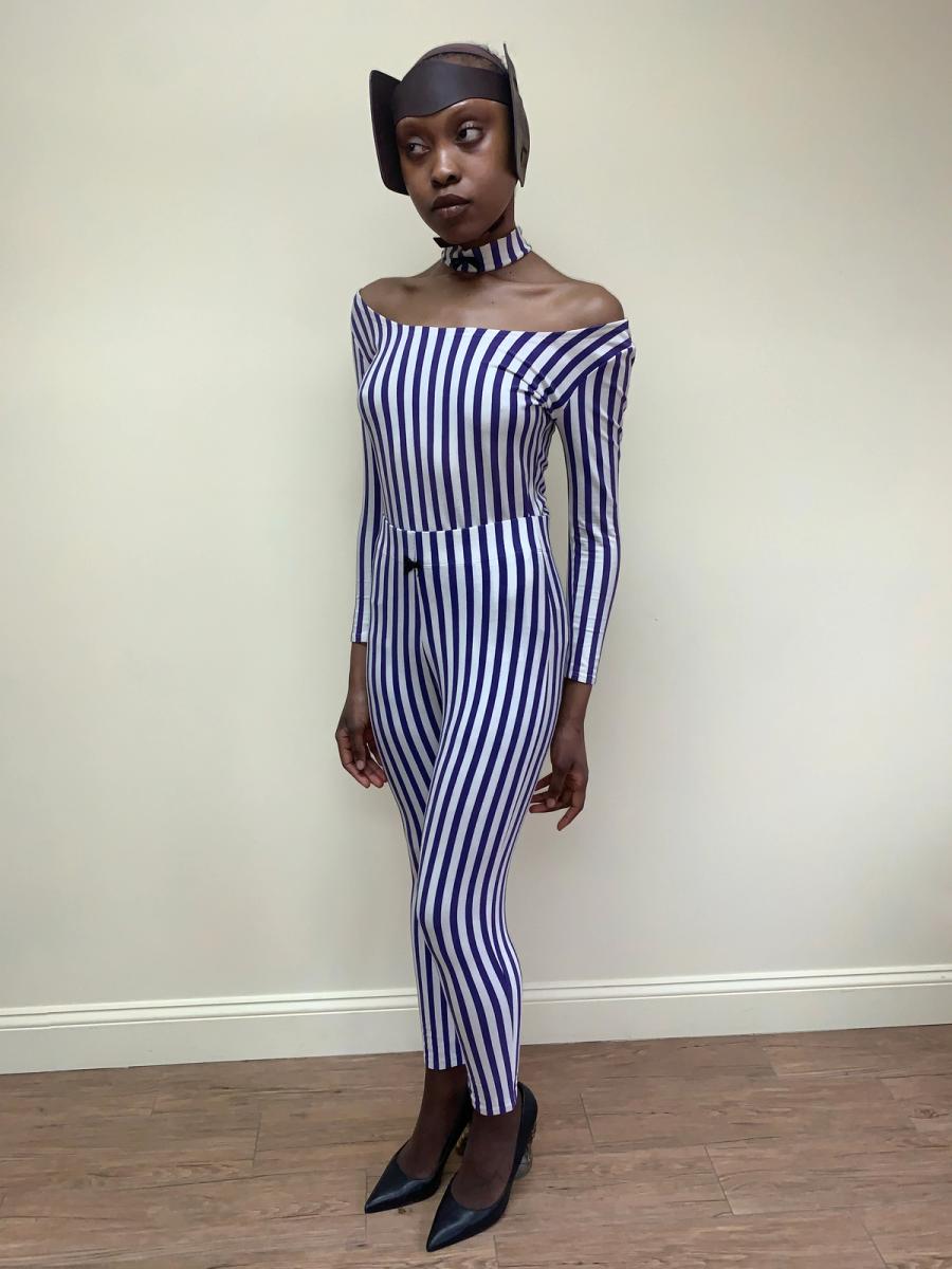 1992 Junior Gaultier Striped Set with Attached Choker product image