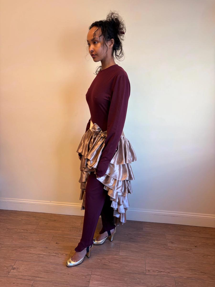 80s Norma Kamali OMO Ruffle Wrap Skirt product image