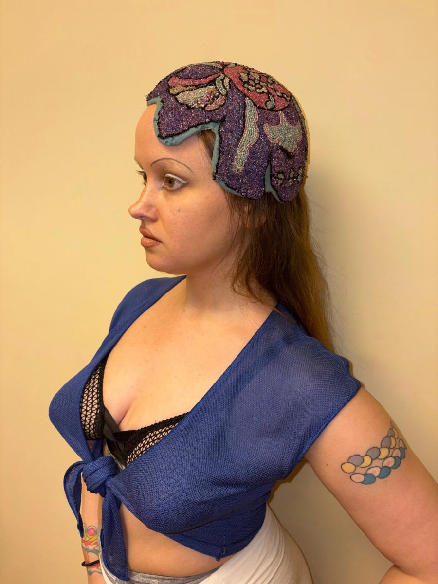 1920s Beaded Casque Helmet Hat product image
