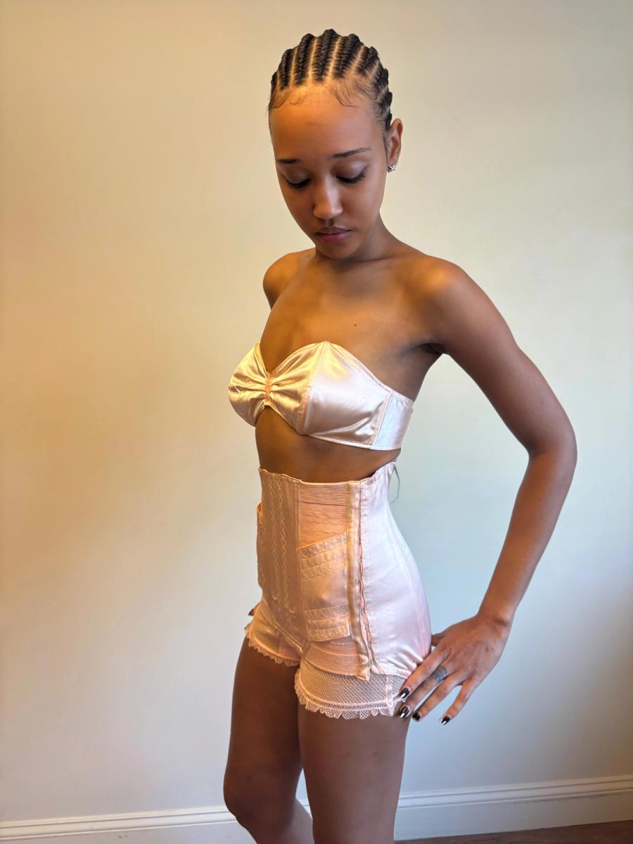 1930s Pink Satin Girdle product image