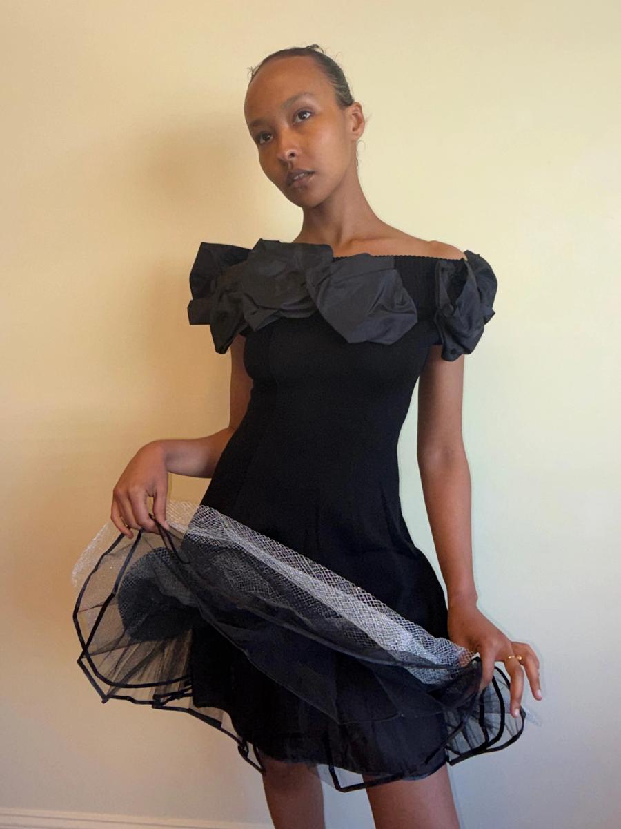 80s Atsuki Onishi Knit Dress with Crinoline and Brooches product image