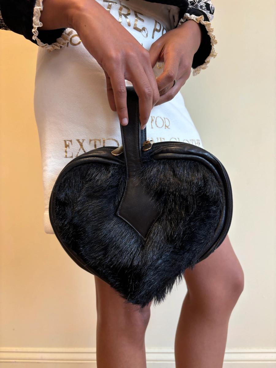1993 Vivienne Westwood Black Heart Fur Mini Bag product image