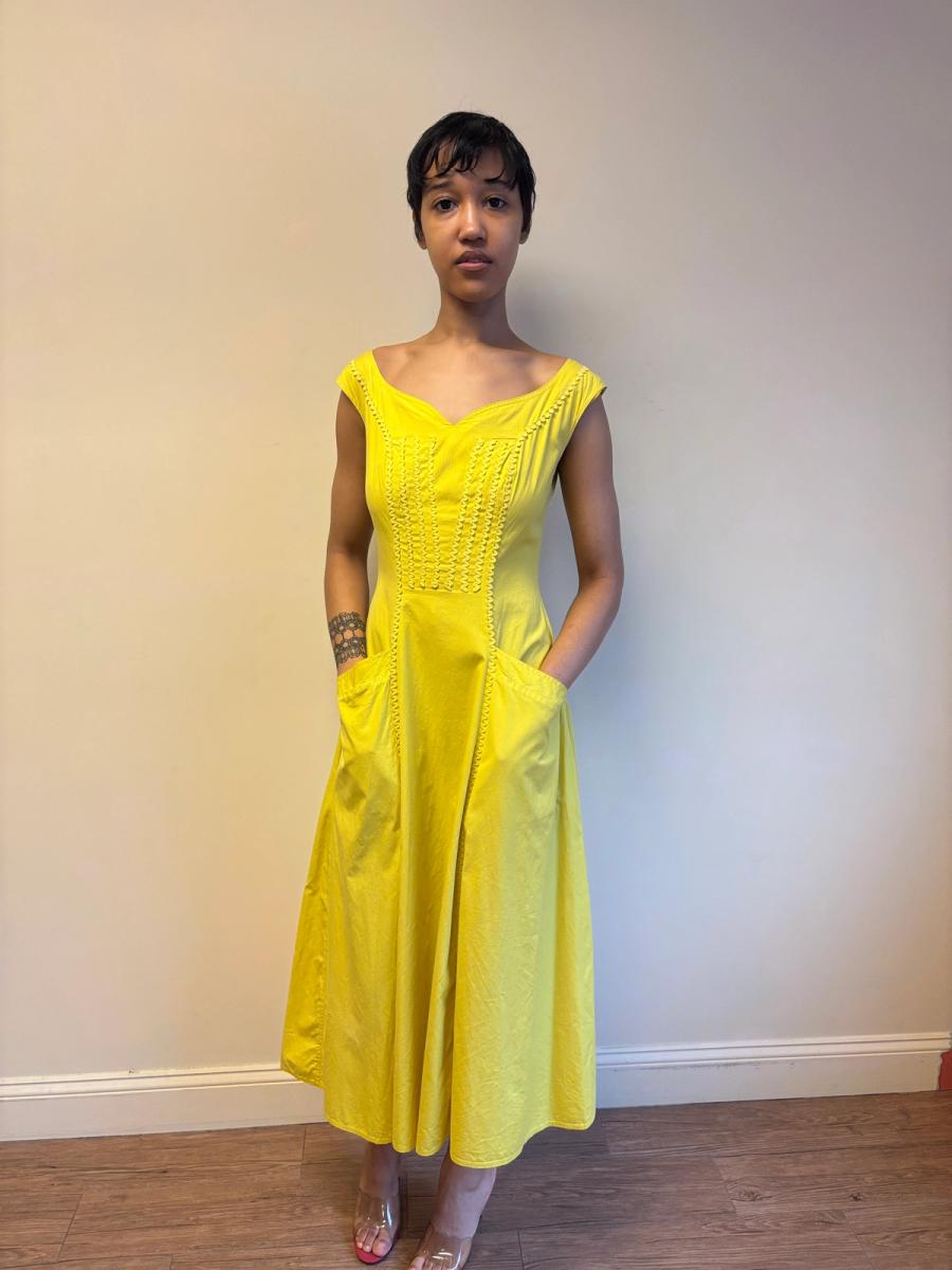 Chantal Thomass Yellow Full Skirted Ricrac Dress  product image