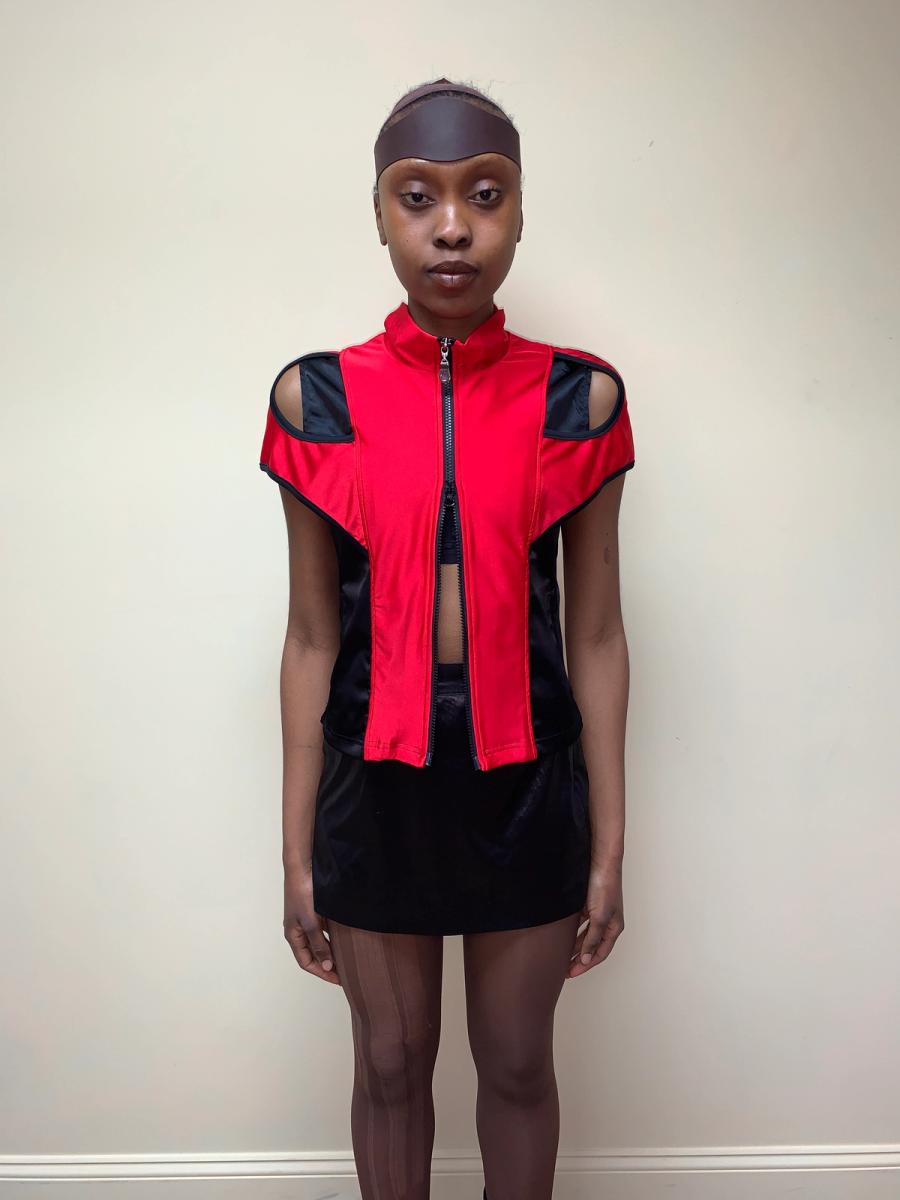 90s Fötus Red and Black Cutout Top product image