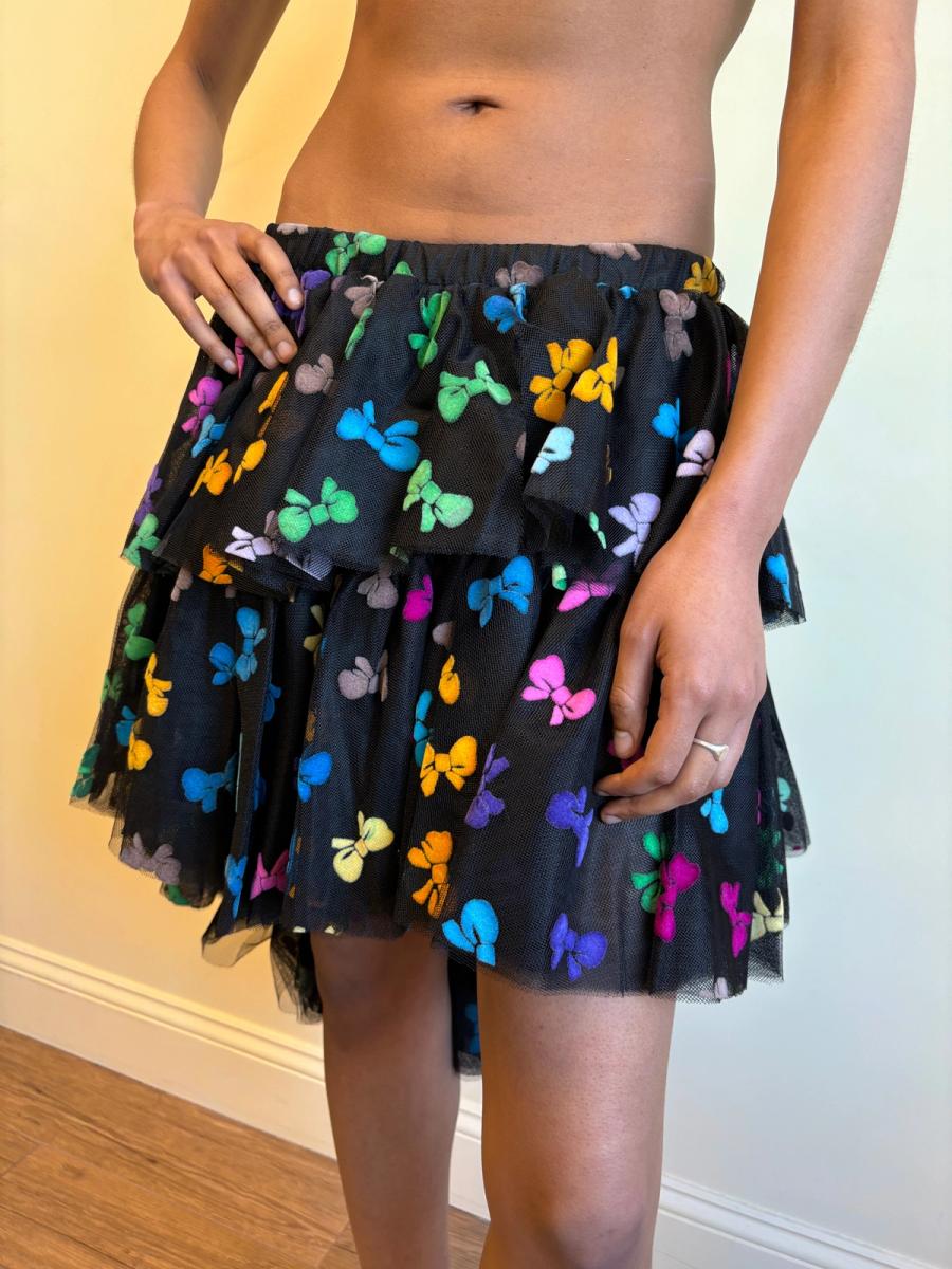 80s Yvan & Marzia Flocked Bow Skirt product image