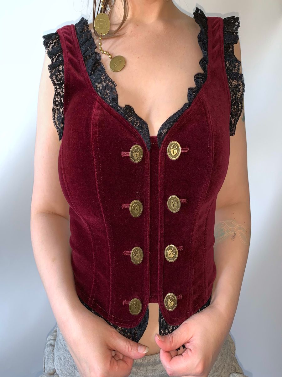 Chantal Thomass Red Velvet Bustier product image