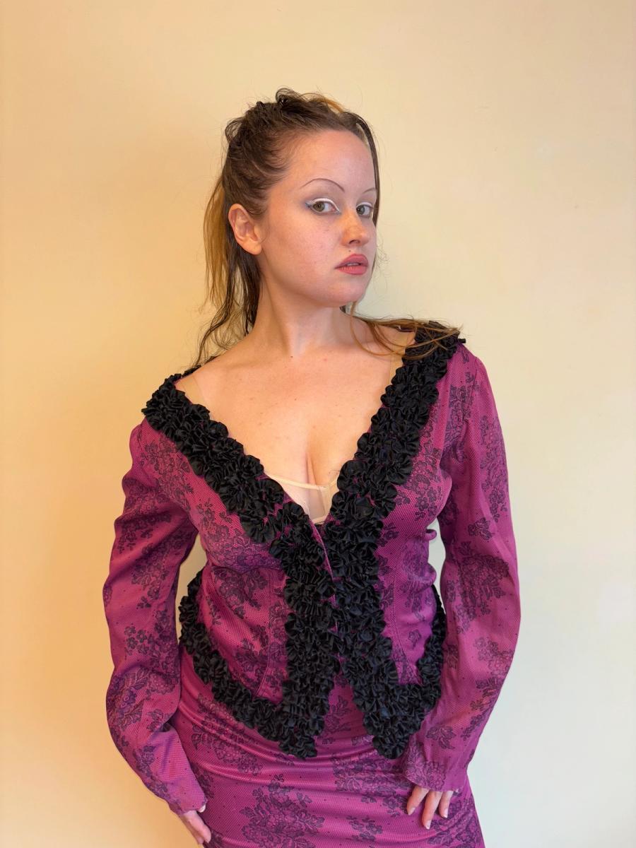 Vintage Chantal Thomass Hot Pink Lace Print Suit product image