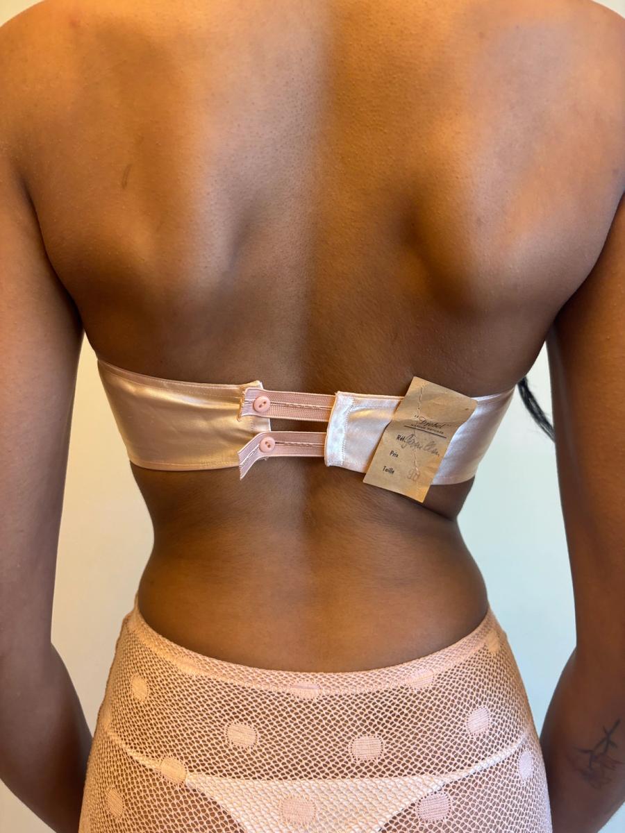 40s French Pink Satin Bra product image