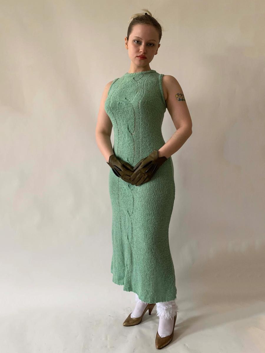 Beauty: Beast Sage Green Knit Maxi Dress