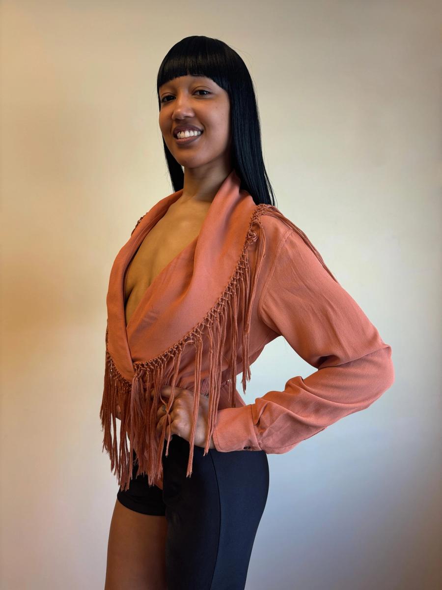 90s Jean-Paul Gaultier Burnt Orange Fringe Bodysuit product image