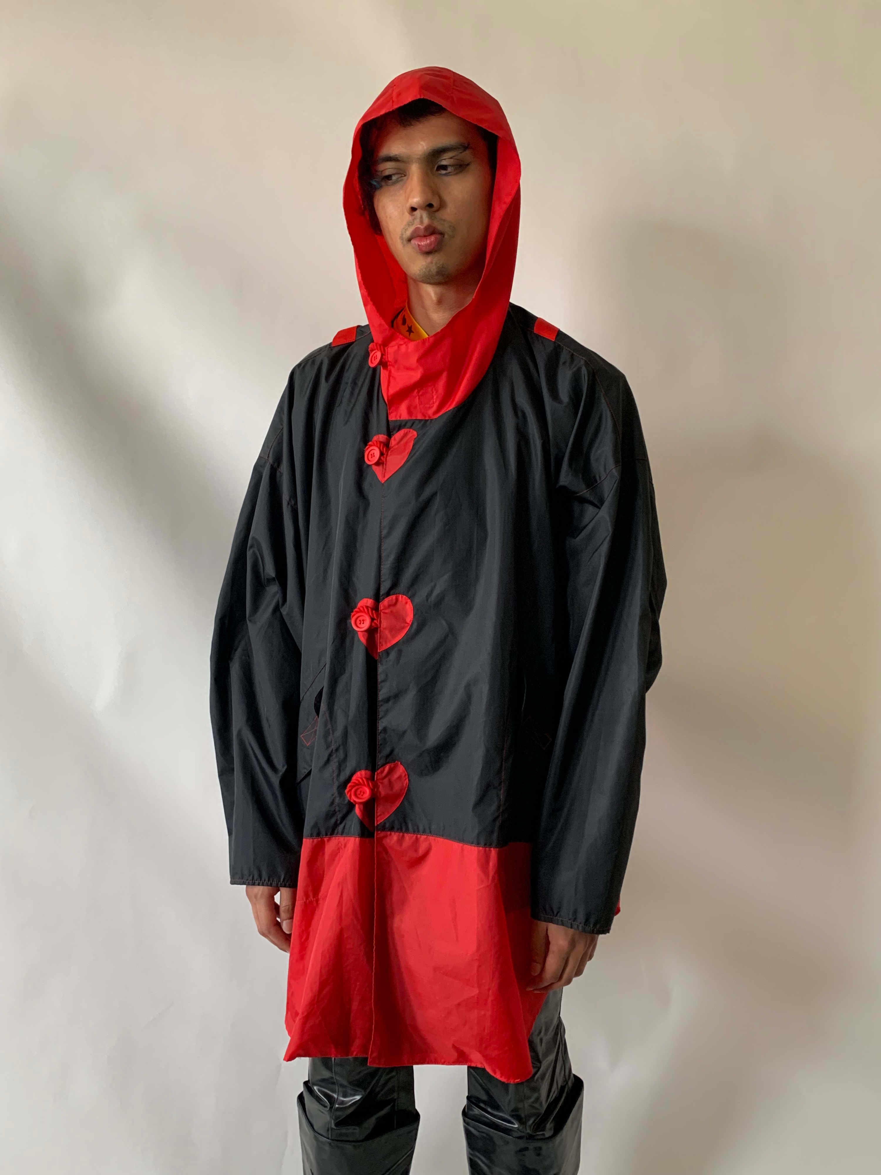 Red and black raincoat online