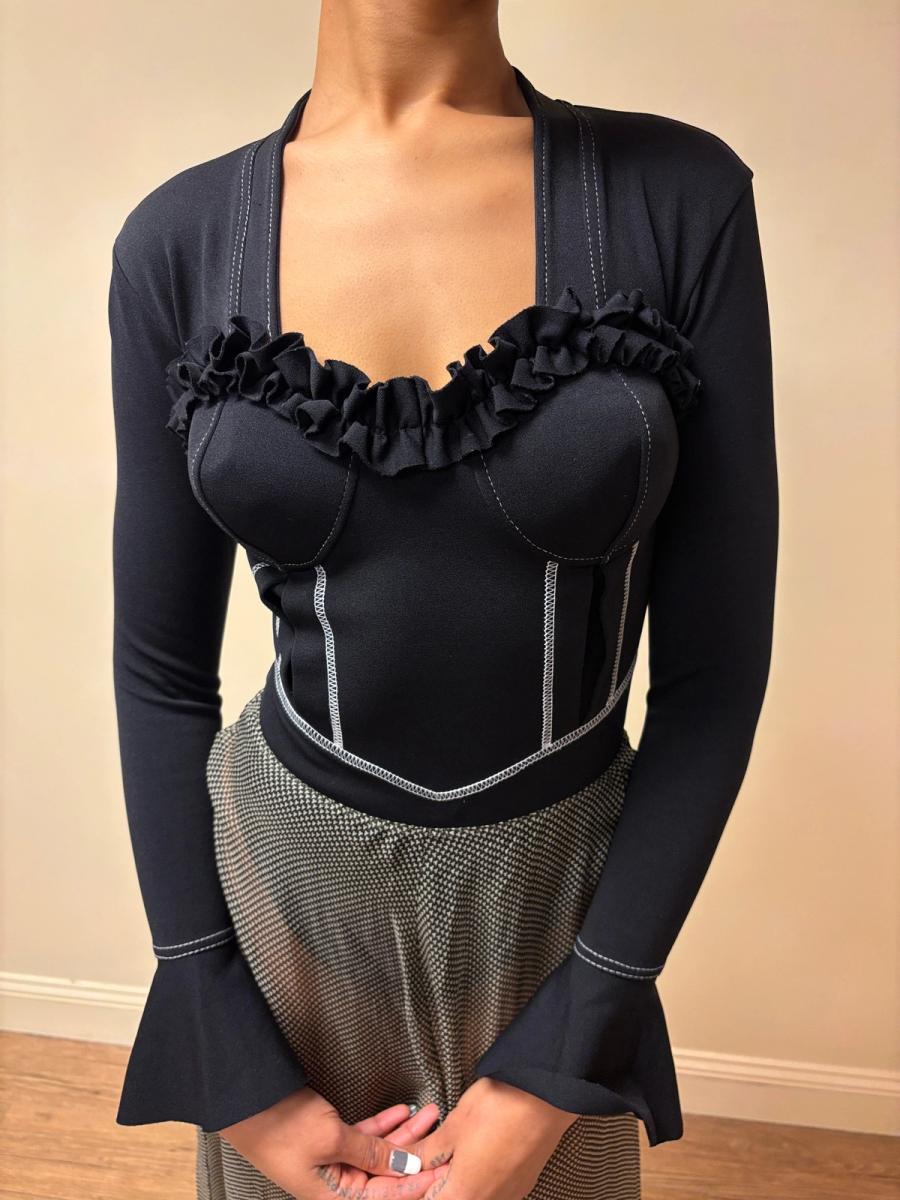 90s La Cage Aux Meufs Ruffle Leotard product image