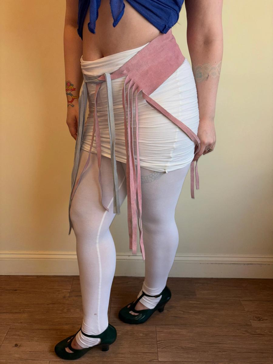 1970s Pastel Buckskin Fringe Belt product image