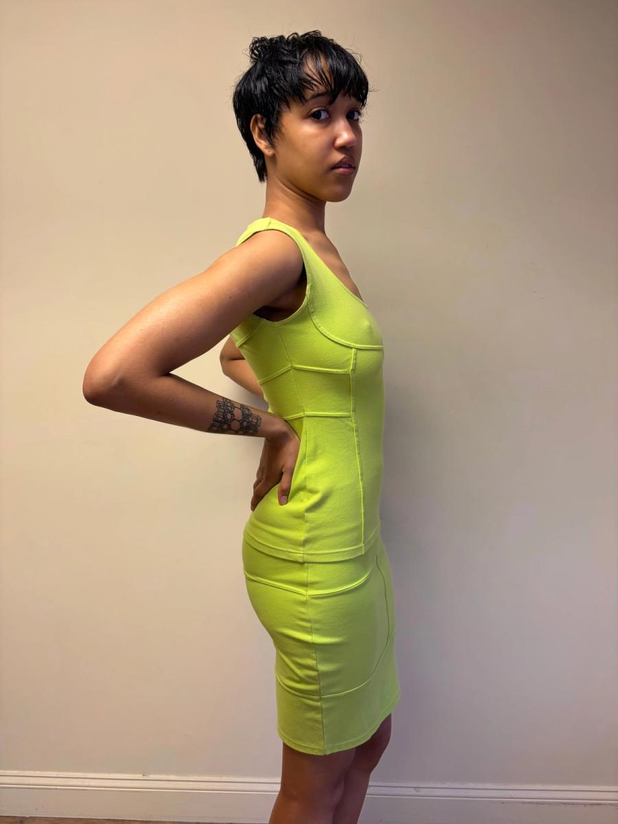 80s Claude Montana Lime Green Seamed Set product image