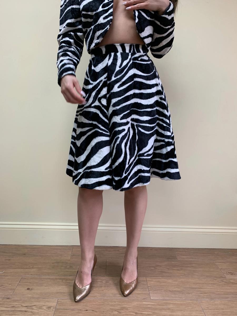 80s Norma Kamali Faux Fur Zebra Skirt product image
