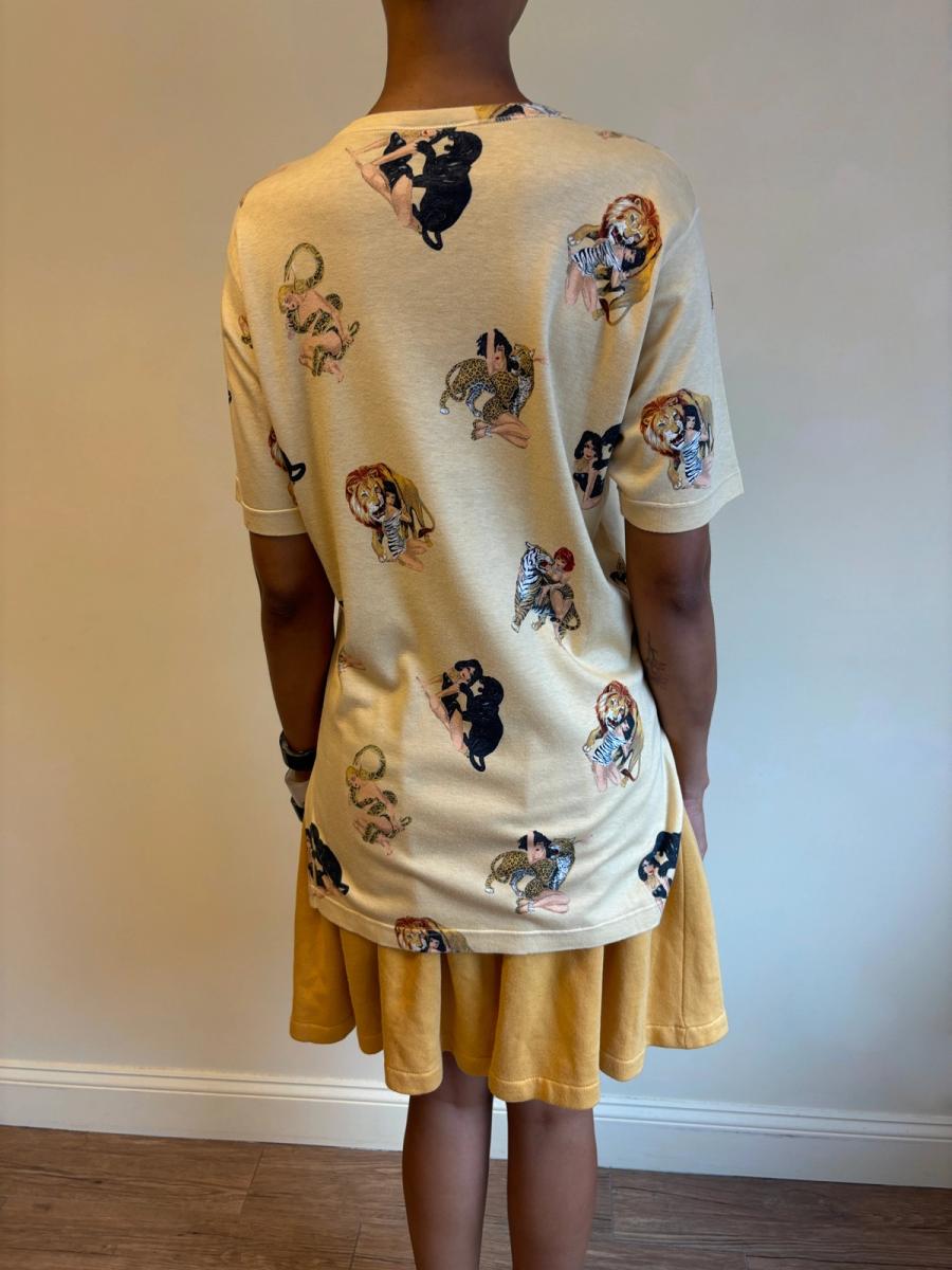 80s Krizia Pin-up Girl and Big Cat Shirt product image