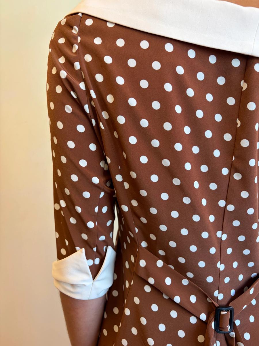 Vintage Norma Kamali Brown Polka Dot Dress product image
