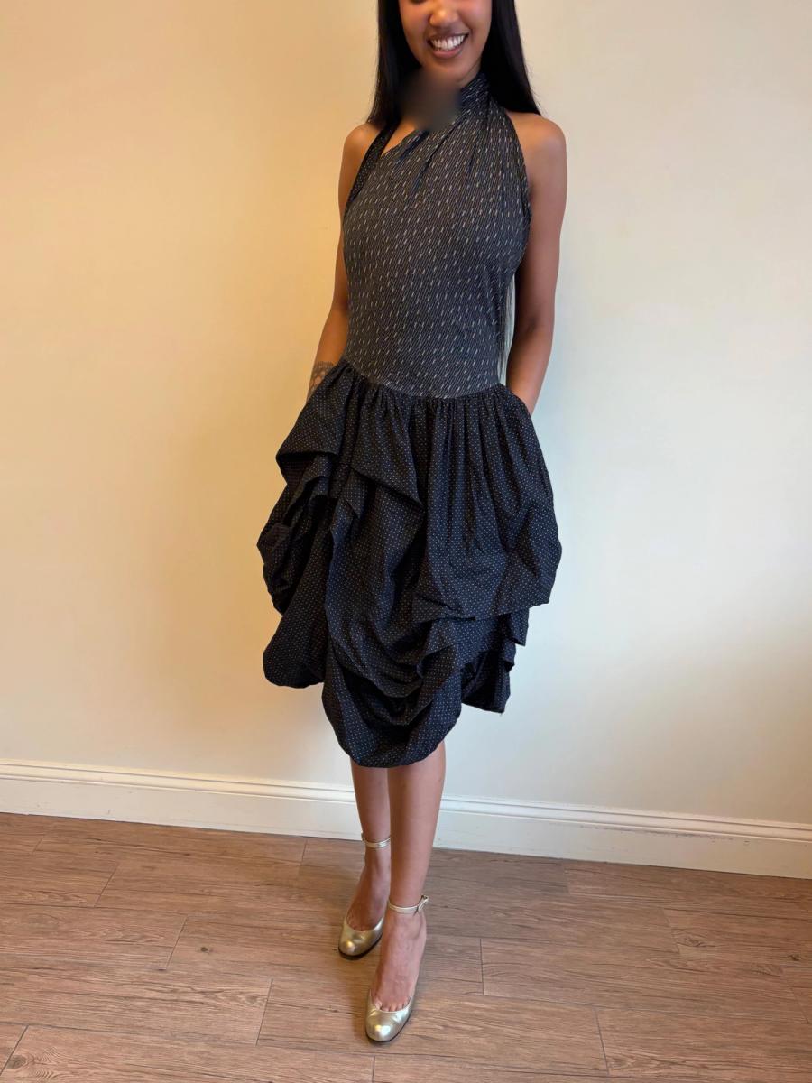 80s Popy Moreni Asymmetrical Ruched Dress product image