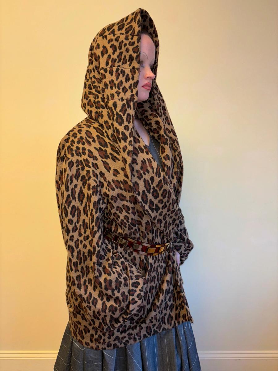 80s Norma Kamali Leopard Sweater with Hood product image