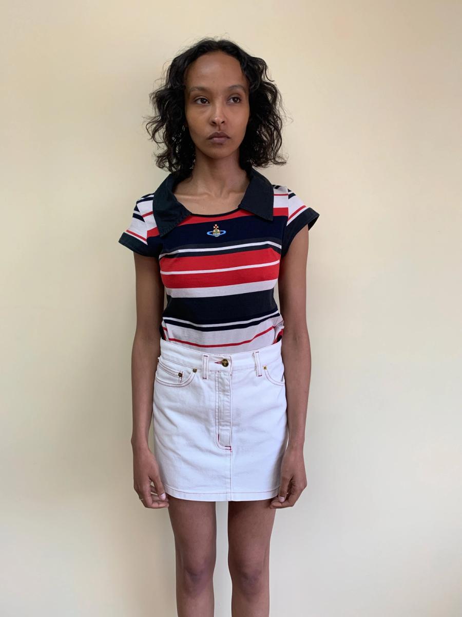 90s Vivienne Westwood White Denim Miniskirt product image