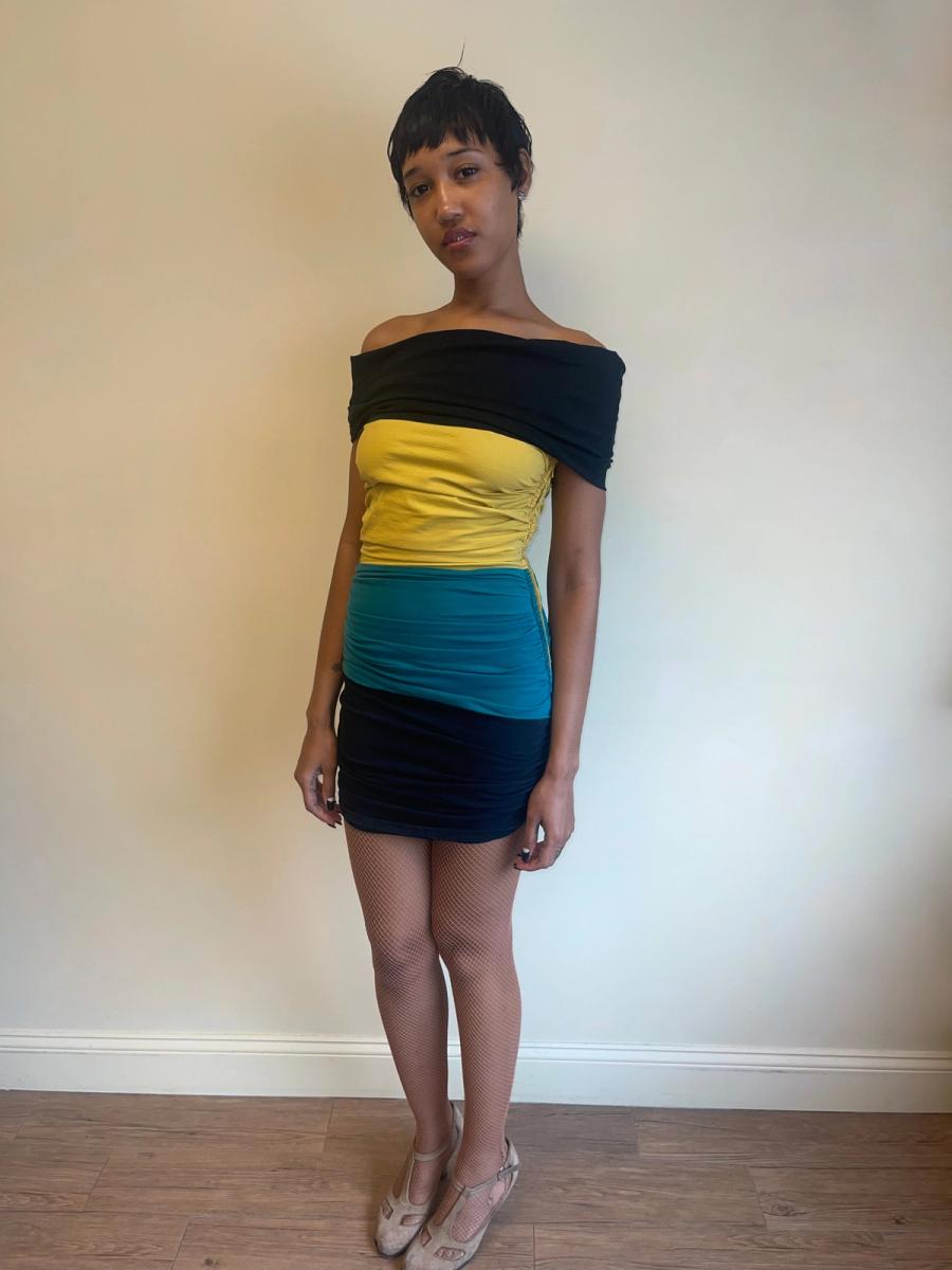 80s Victorio & Lucchino Tri-Color Dress product image