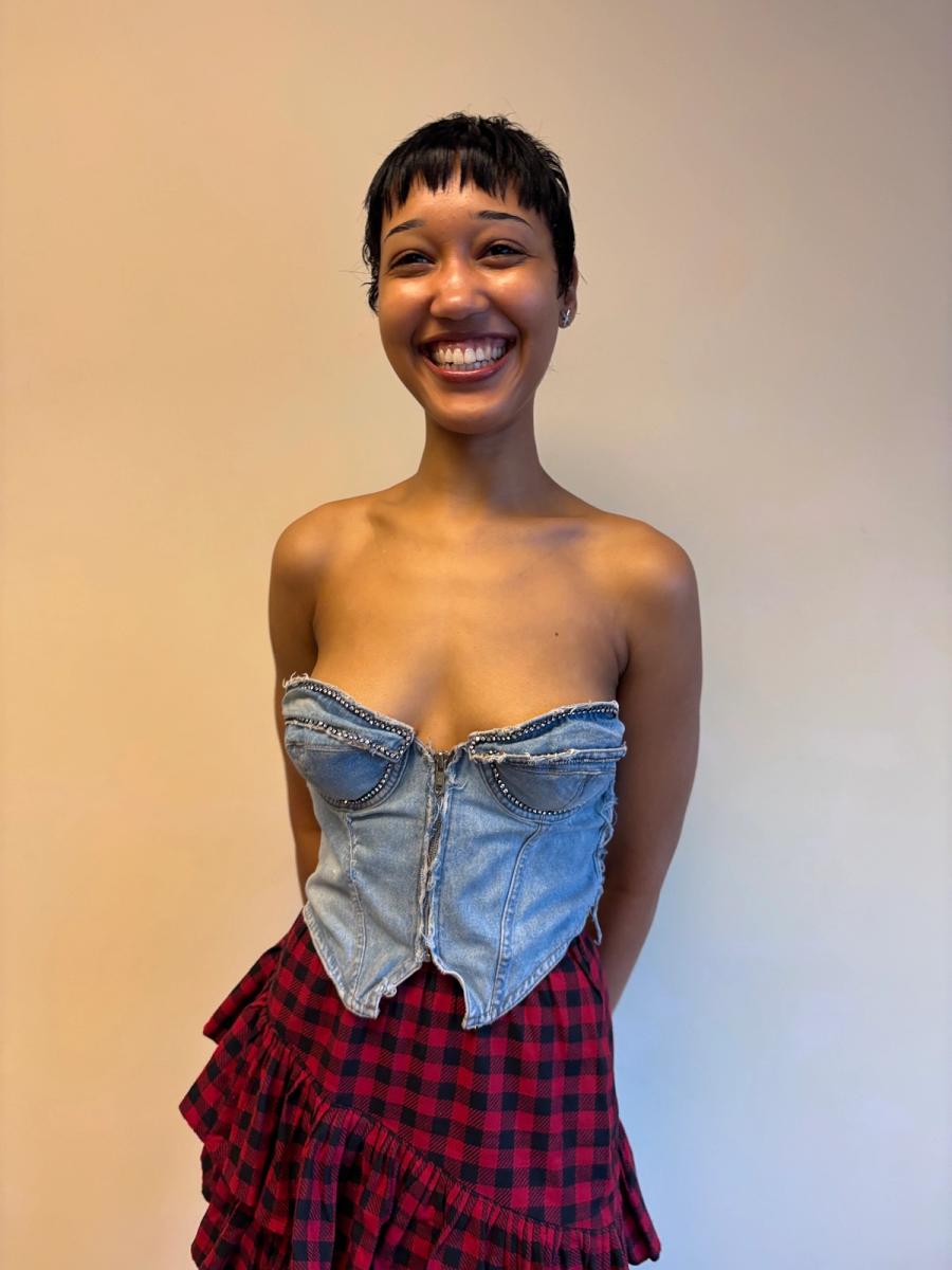 80s Katherine Hamnett Rhinestone Denim Bustier product image