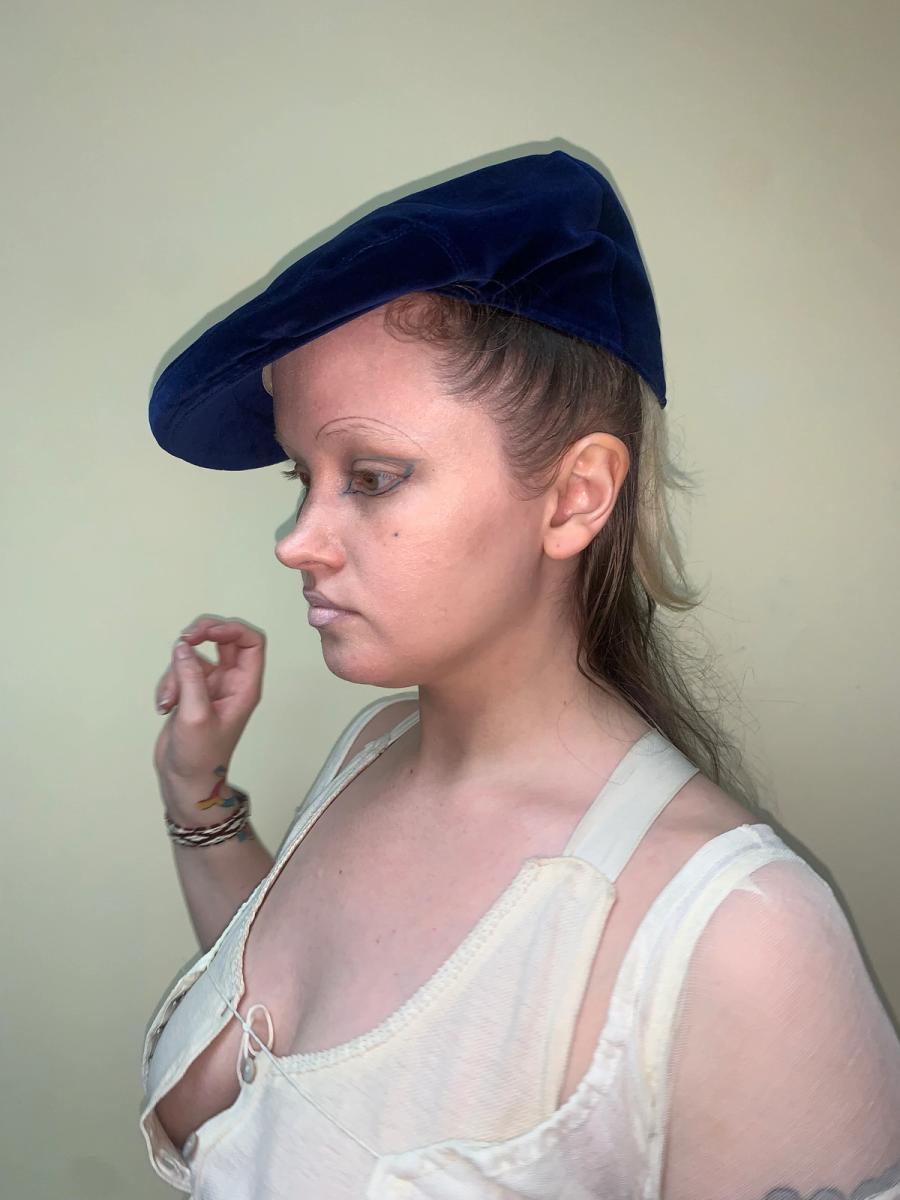 90s Vivienne Westwood Royal Blue Velvet Orb Cap  product image