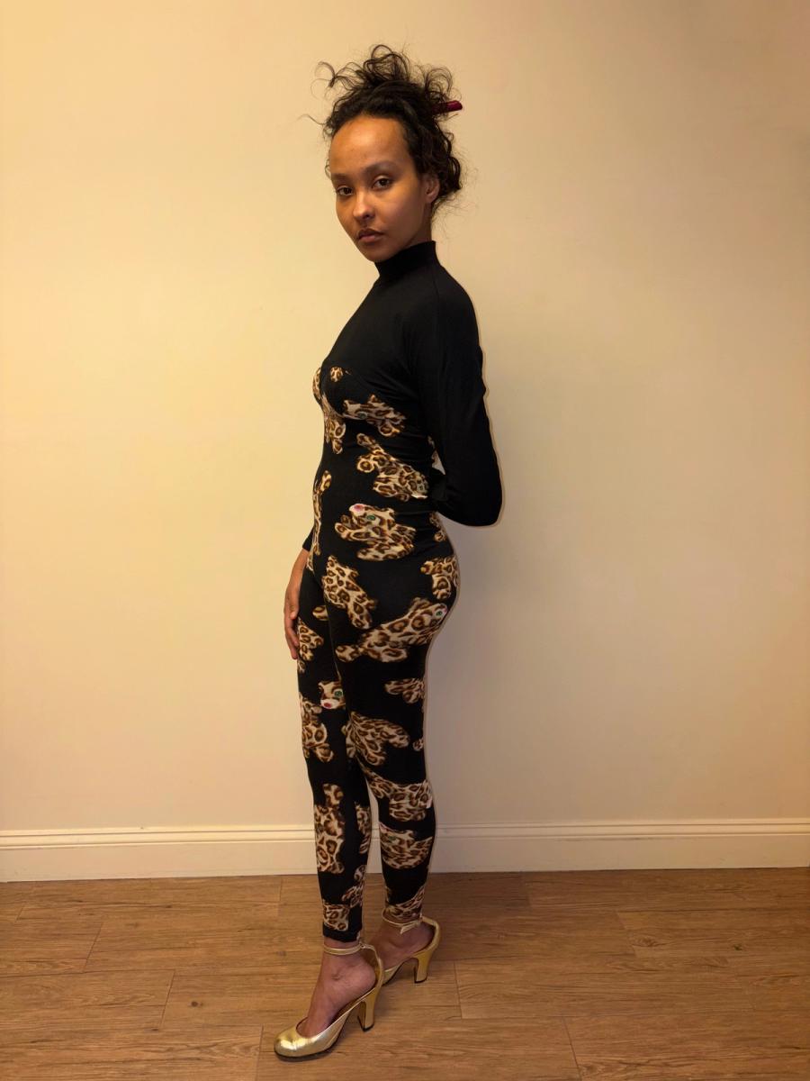 80s Yvan & Marzia Stuffed Leopard Print Bodysuit product image