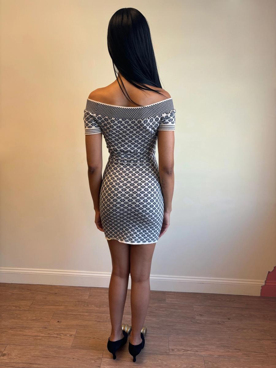 Junior Gaultier Fair Isle Knit Off the Shoulder Dress product image