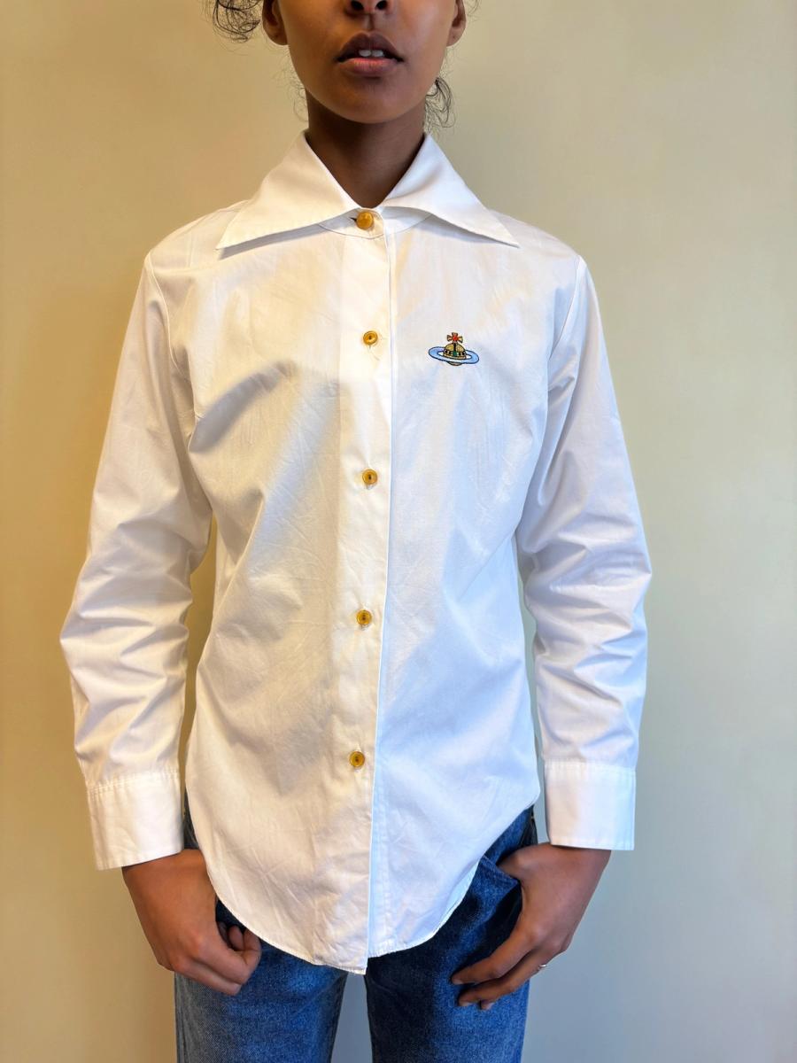 80s Vivienne Westwood White Orb Button Down product image