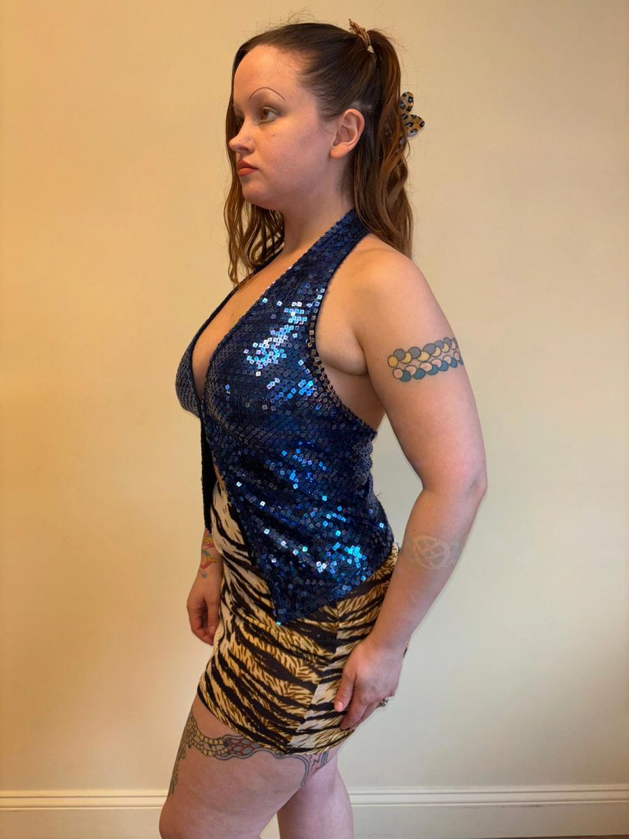 90s Chantal Thomass Blue Sequin Halter Top product image