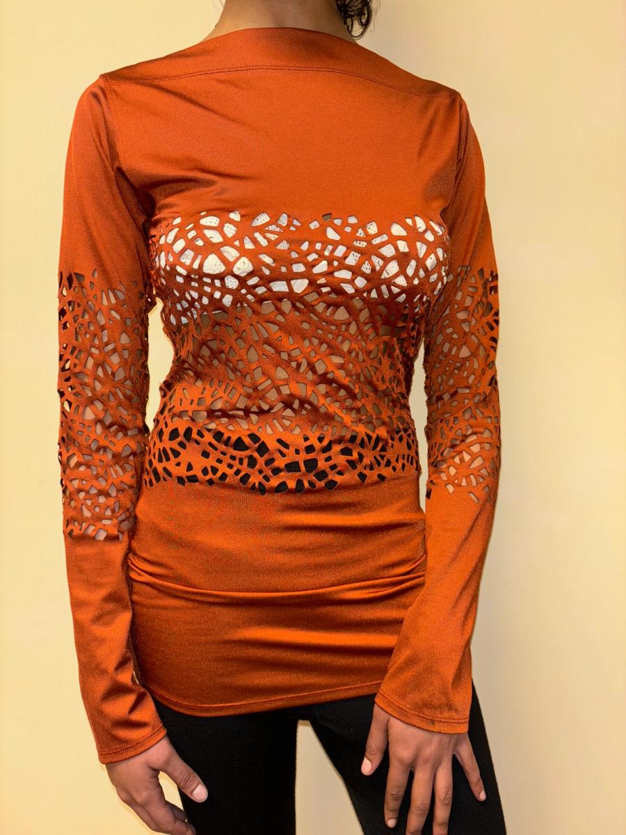 90s Jean-Paul Gaultier Orange Lasercut Top