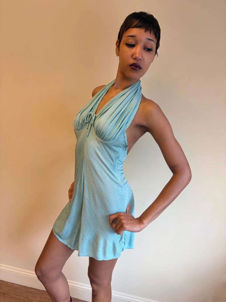 Vintage Chantal Thomass Aqua Halter Romper product image