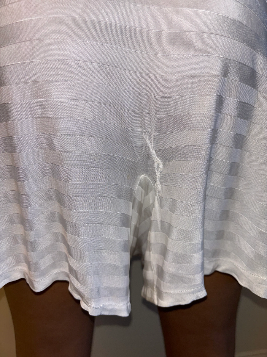 1930s White Striped Rayon Knit Step In product image