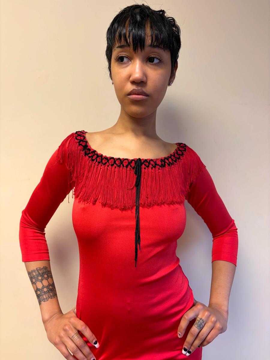 90s Chantal Thomass Red Fringe Dress product image