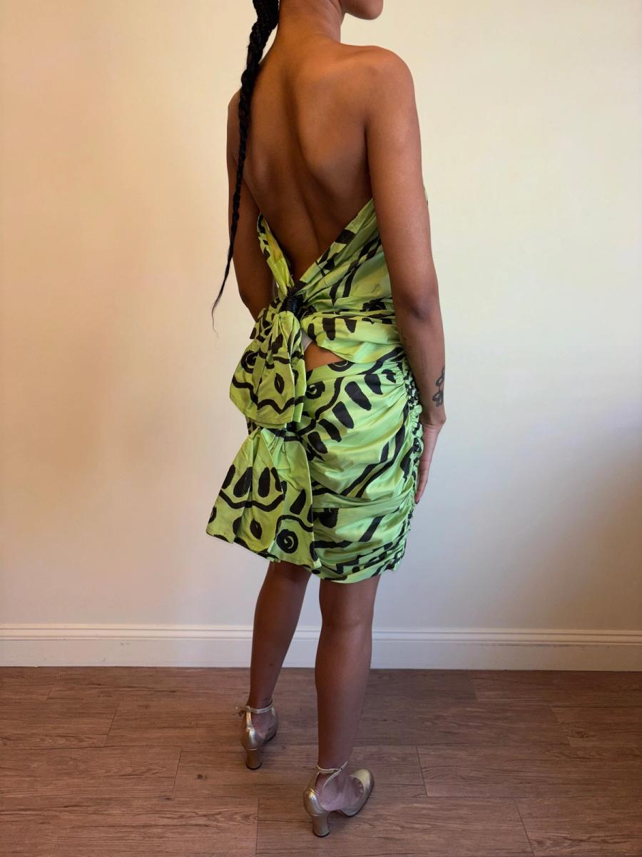 80s Angelo Tarlazzi Abstract Dress with Raffia product image