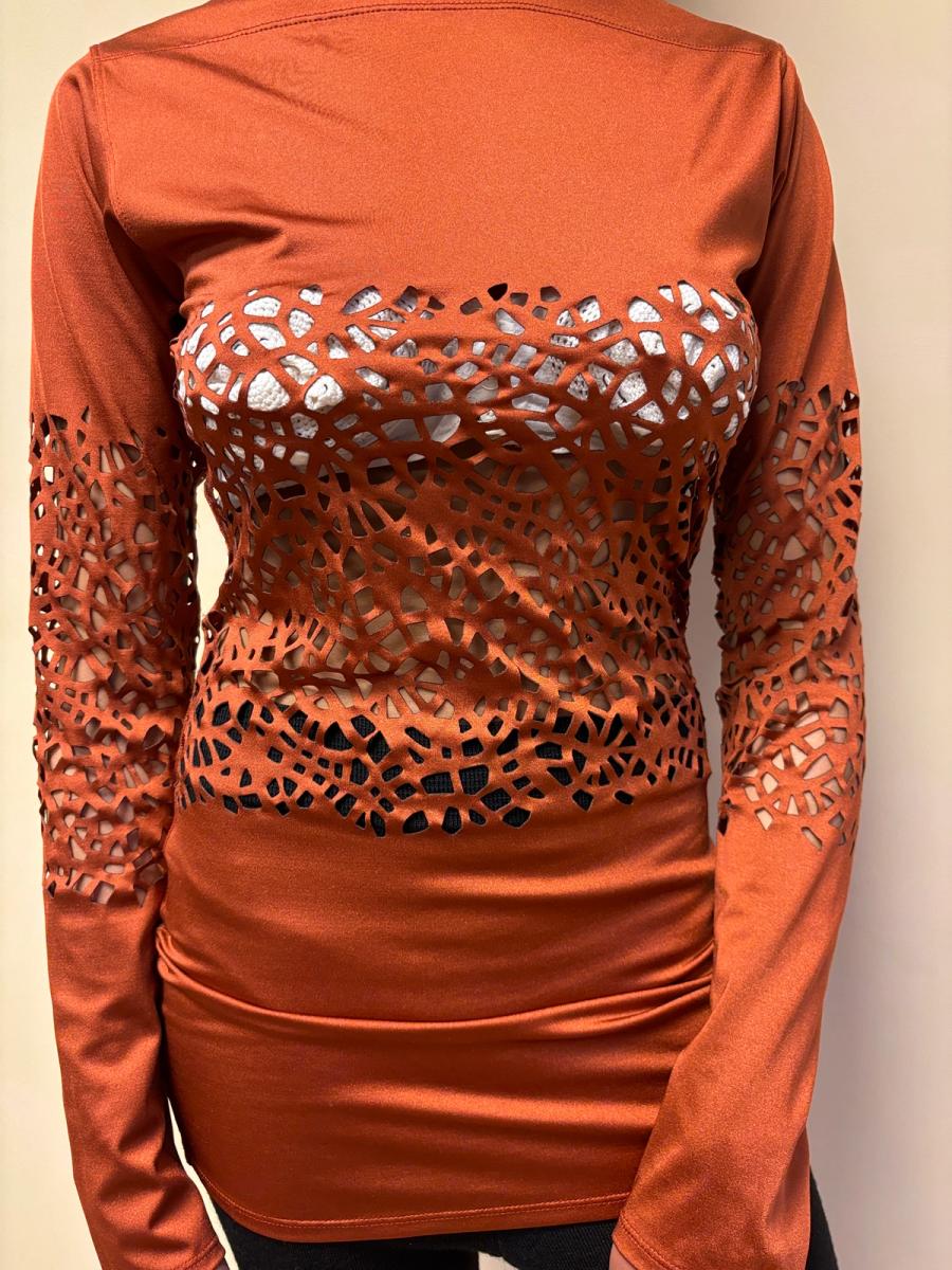 90s Jean-Paul Gaultier Orange Lasercut Top product image