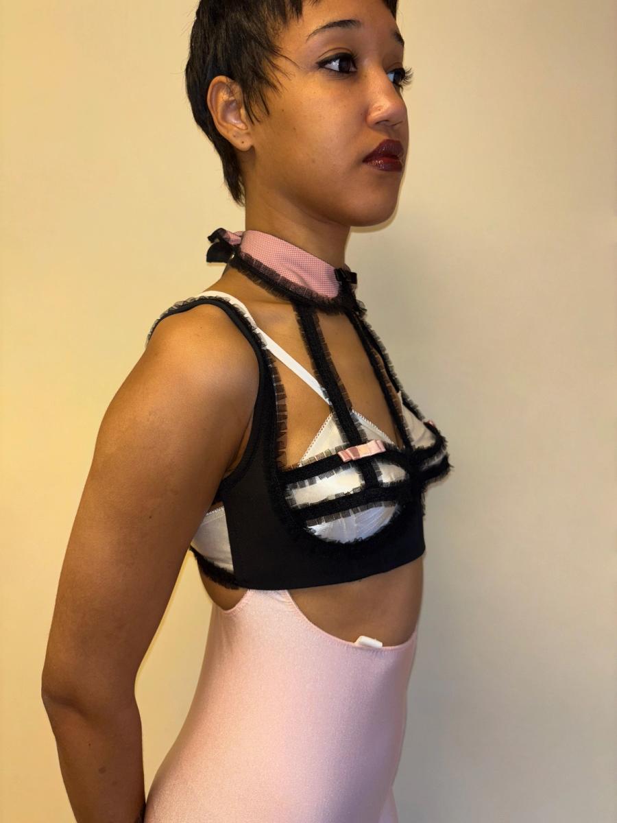 Chantal Thomass Collared Mesh Pleated Lattice Bra product image