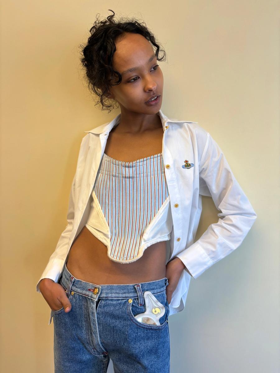 80s Vivienne Westwood White Orb Button Down product image