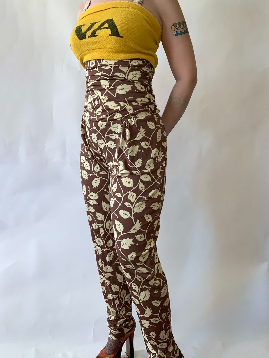 Norma Kamali OMO Giraffe/Vine Print High Waist Pants product image