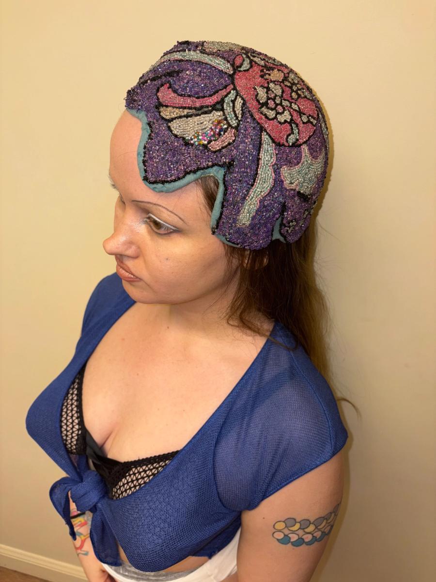 1920s Beaded Casque Helmet Hat product image