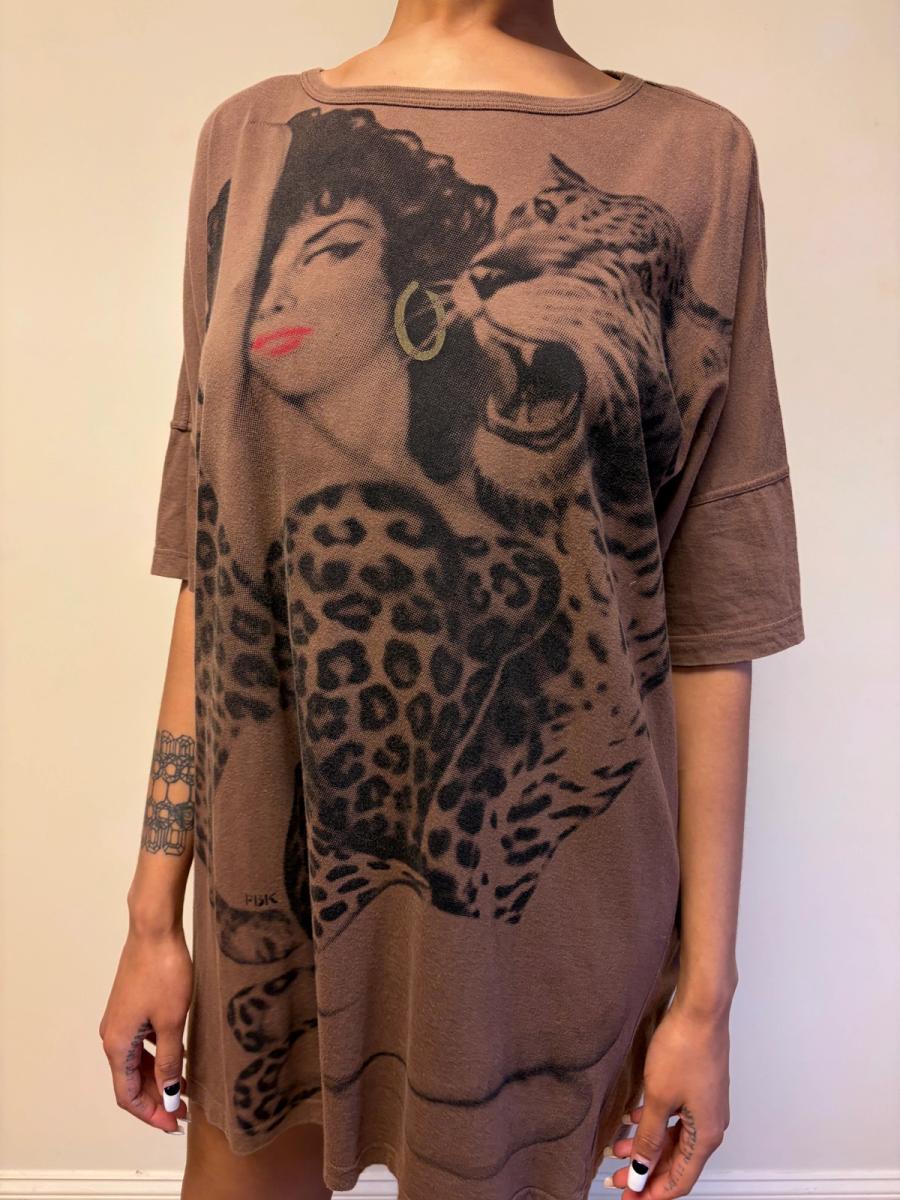 80s Krizia Big Cat and Pin-up Girl Tunic product image