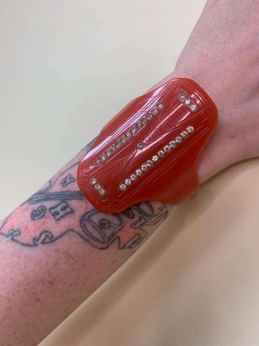 1920s Dramatic Dark Orange Early Plastic Cuff product image