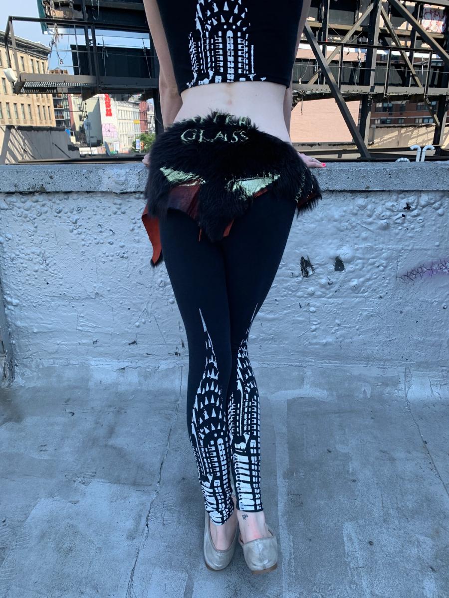 Rat & Chrysler Building Black Leggings with Fur product image