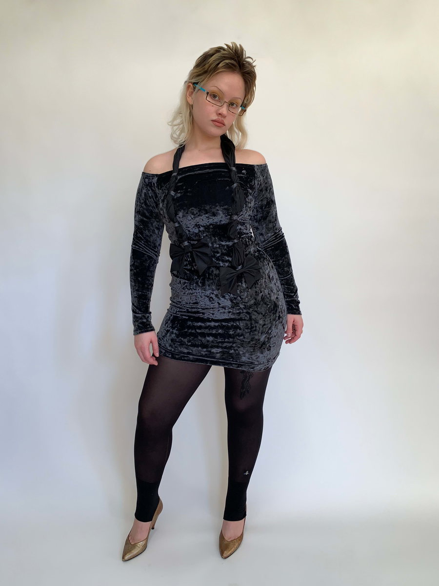 Chantal Thomass Crushed Velvet Bow Halter product image