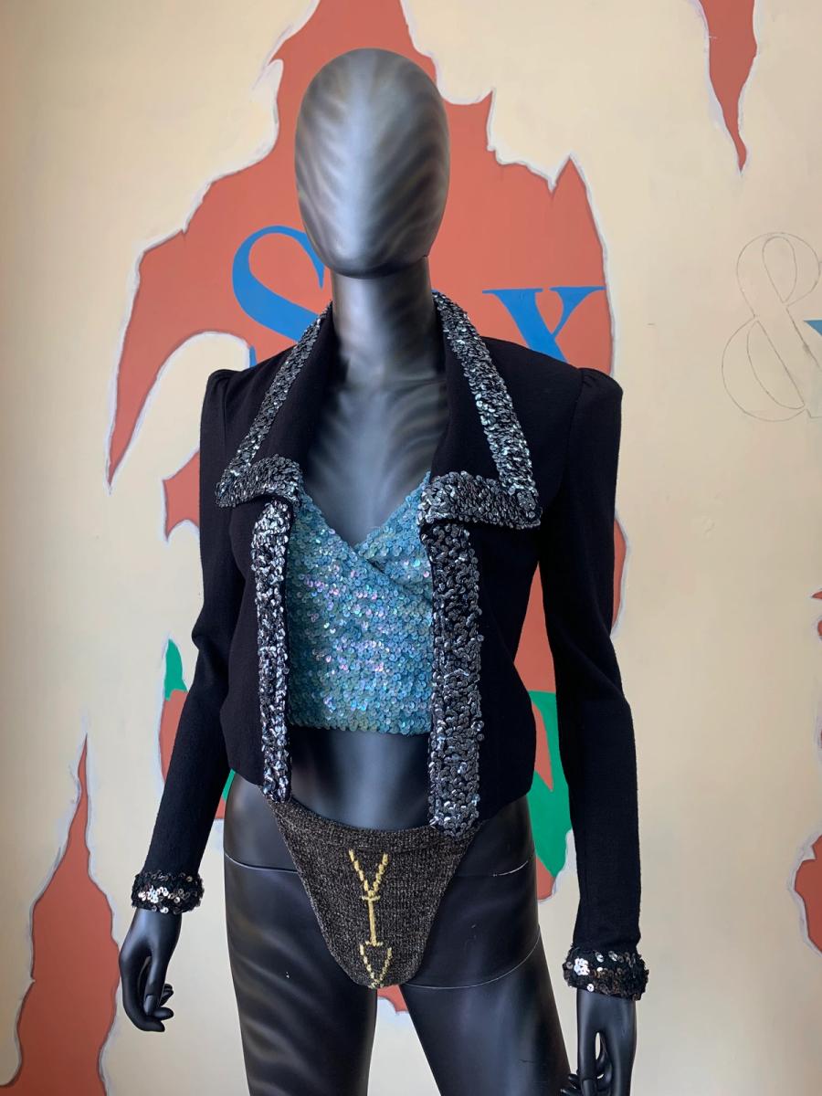 70s Biba Stretch Jacket with Sequin Trim product image